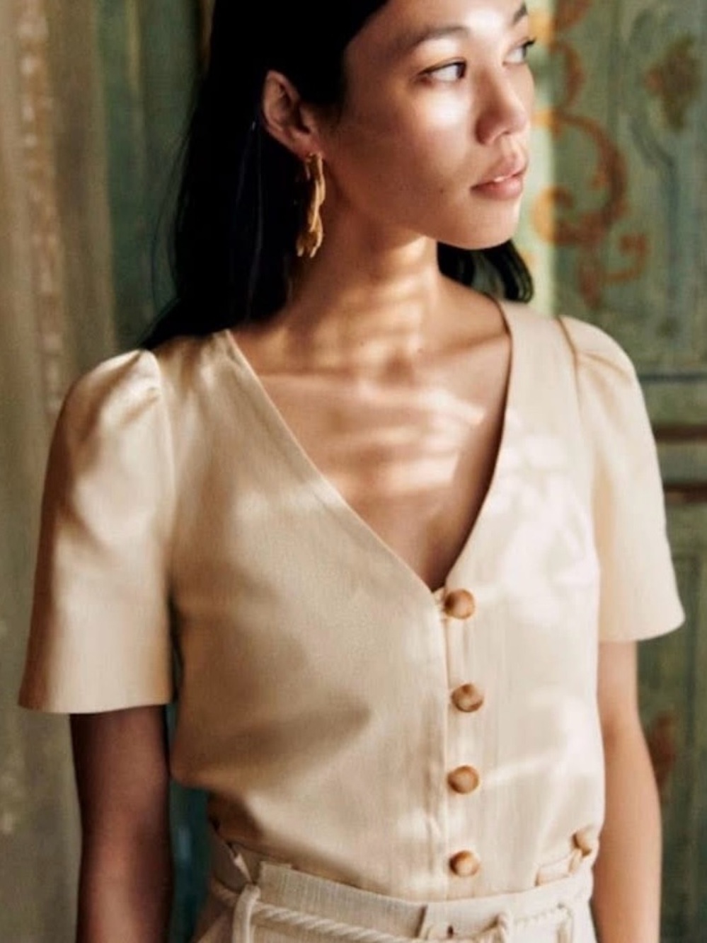 Sezane Cream Nevi Blouse - NWT